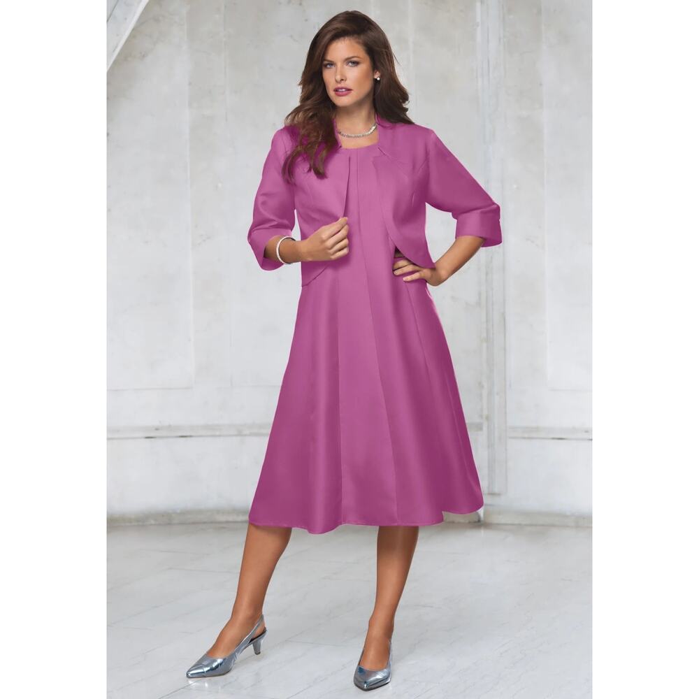 Roaman’s Women’s Plus Size Fit and Flare Suit Dress in Pretty Orchid Size 14W - Picture 11 of 11